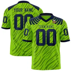 Neon Green Black Tiger Stripe Graffiti Football Jersey 1
