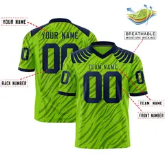 Neon Green Black Tiger Stripe Graffiti Football Jersey 2