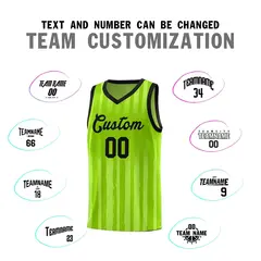 Neon Green Black Vertical Stripe Basketball Team Jersey 3