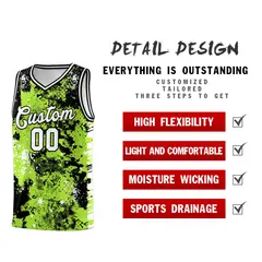 Neon Green Black Vice Burst Graffiti Basketball Jersey 2