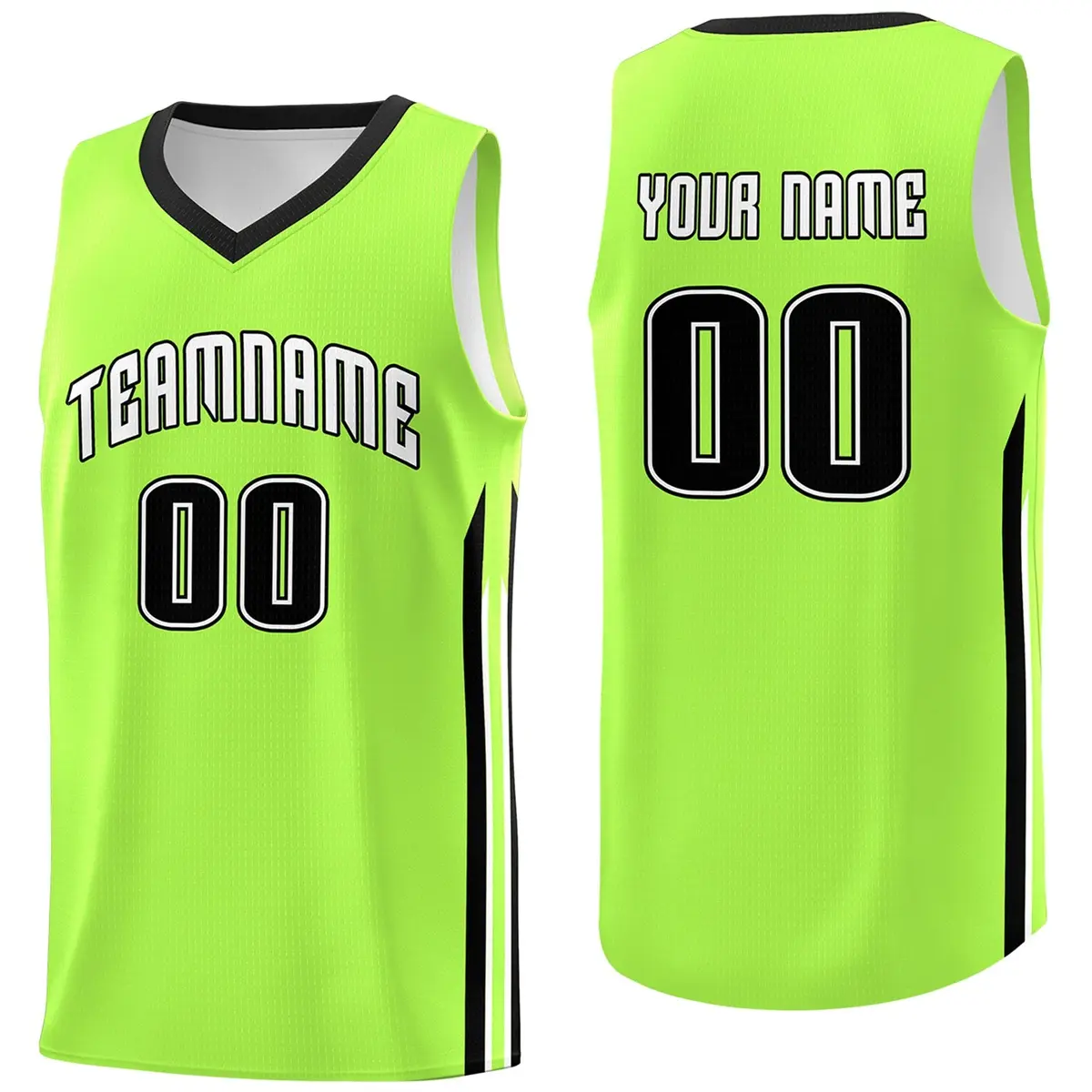 Neon Green Black-White Classic Sport Game Basketball Jersey