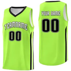 Neon Green Black-White Classic Sport Game Basketball Jersey