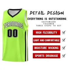 Neon Green Black-White Classic Sport Game Basketball Jersey 4