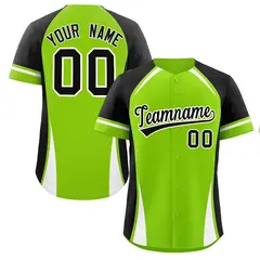 Neon Green Black-White Color Block Authentic Baseball Jersey 1