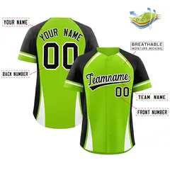 Neon Green Black-White Color Block Authentic Baseball Jersey 2