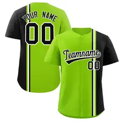 Neon Green Black-White Color Block Authentic Baseball Jersey 1