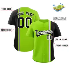 Neon Green Black-White Color Block Authentic Baseball Jersey 2