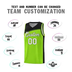 Neon Green Black-White Color Block Basketball Team Jersey 3