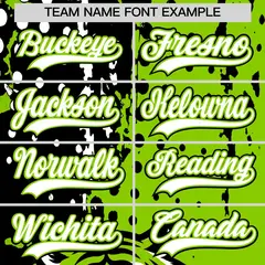 Neon Green Black White Full-Snap Tiger Graffiti Baseball Jersey 6