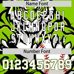 Neon Green Black White Full-Snap Tiger Graffiti Baseball Jersey 7