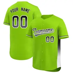Neon Green Black-White Gradient Side Baseball Jersey 1