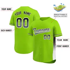 Neon Green Black-White Gradient Side Baseball Jersey 2