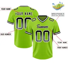 Neon Green Black White Gradient Sides Football Jersey 2