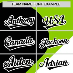 Neon Green Black-White Half Heart Color Block Baseball Jersey 3