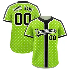 Neon Green Black-White Plaid Authentic Baseball Jersey