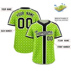 Neon Green Black-White Plaid Authentic Baseball Jersey 2