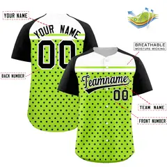 Neon Green Black White Raglan Star Print Baseball Jersey 2