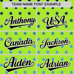 Neon Green Black White Raglan Star Print Baseball Jersey 3