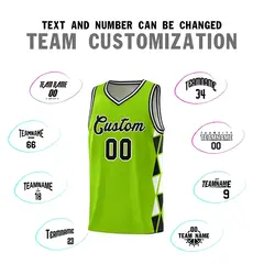 Neon Green Black-White Triangle Splicing Basketball Jersey 3