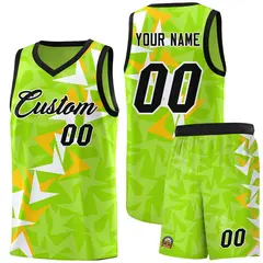 Neon Green Boomerang Pattern Basketball Jersey 1