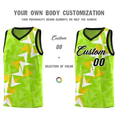 Neon Green Boomerang Pattern Basketball Jersey 3