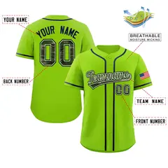 Neon Green Camo Font Authentic Baseball Jersey 2