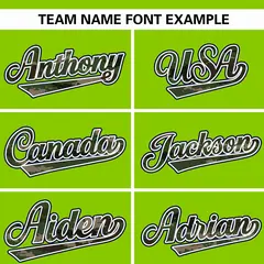 Neon Green Camo Font Authentic Baseball Jersey 3