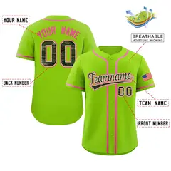 Neon Green Camo Font Authentic Baseball Jersey 2