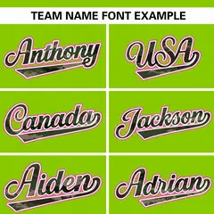 Neon Green Camo Font Authentic Baseball Jersey 3