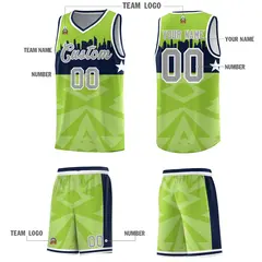 Neon Green City Silhouette Pattern Basketball Uniform Jersey 5