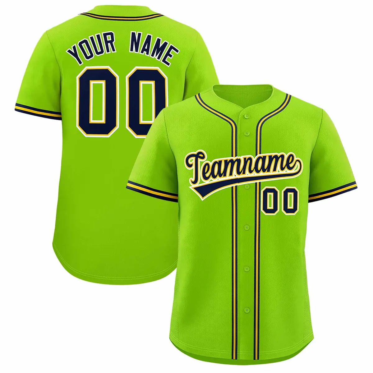 Neon Green Classic Authentic Baseball Jersey