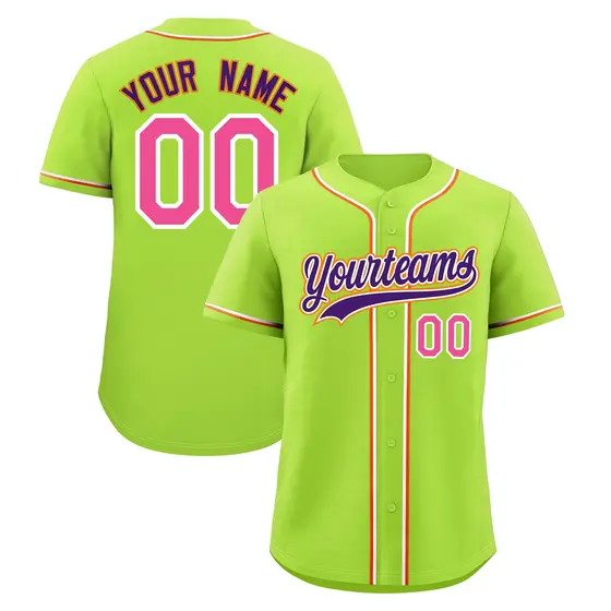 Neon Green Classic Baseball Jersey Lightweight Team Uniform