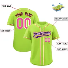 Neon Green Classic Baseball Jersey Lightweight Team Uniform 2