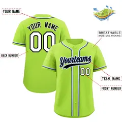 Neon Green Classic Baseball Jersey Lightweight Team Uniform 2