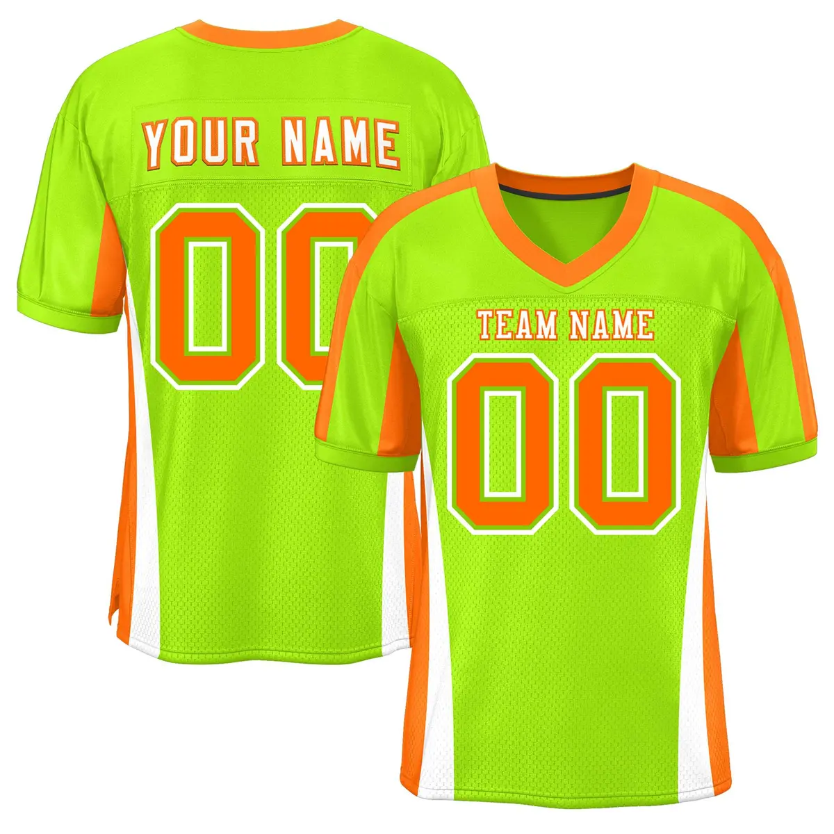 Neon Green Color Block Mesh Authentic Football Jersey