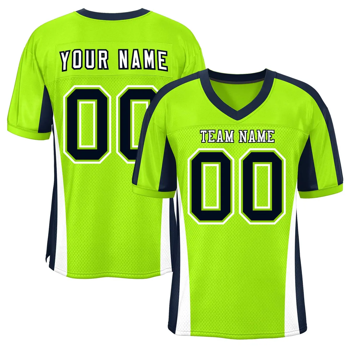 Neon Green Color Block Mesh Authentic Football Jersey