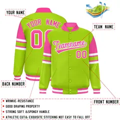 Neon Green Color Block Varsity Letterman Jacket 2