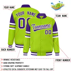 Neon Green Color Block Varsity Letterman Jacket 2