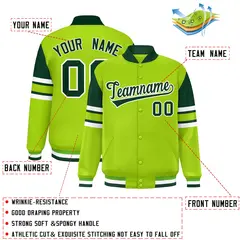 Neon Green Color Block Varsity Letterman Jacket 2