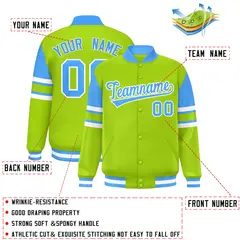 Neon Green Color Block Varsity Letterman Jacket 2