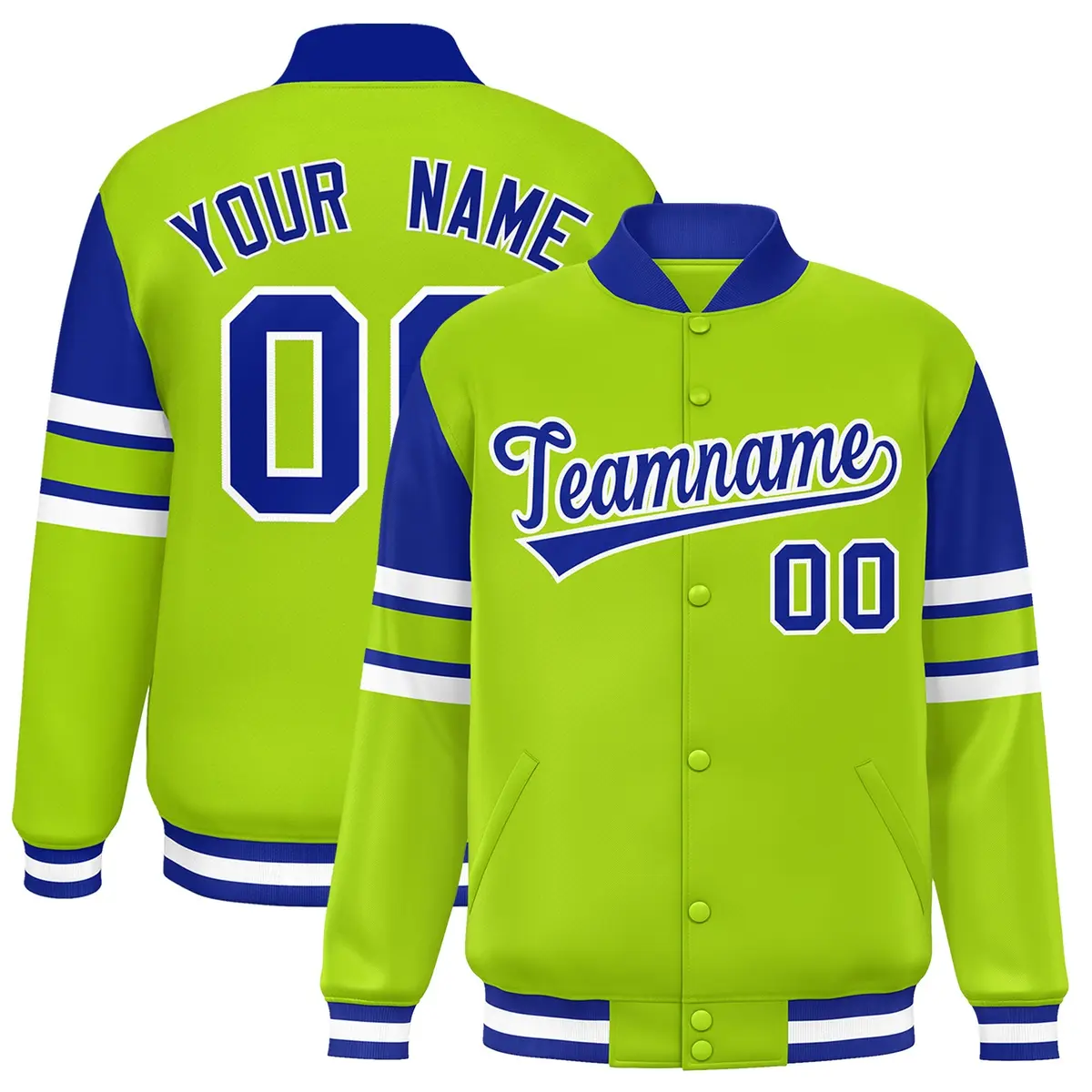 Neon Green Color Block Varsity Letterman Jacket