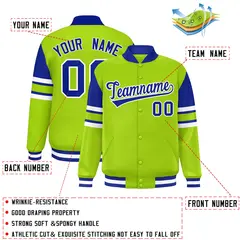 Neon Green Color Block Varsity Letterman Jacket 2