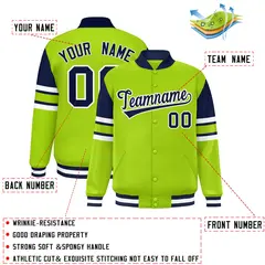 Neon Green Color Block Varsity Letterman Jacket 2