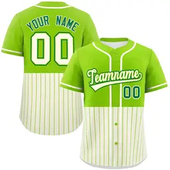 Neon Green Cream Half Stripe Authentic Baseball Jersey 1