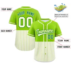 Neon Green Cream Half Stripe Authentic Baseball Jersey 2