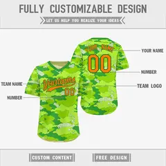 Neon Green Cream Khaki Camo Reversible Pullover Baseball Jersey 3