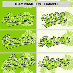 Neon Green Cream Split Flower Graffiti Baseball Jersey 3
