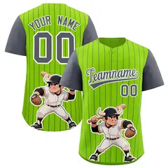 Neon Green Dark Gray Stripe Animals Graffiti Raglan Baseball Jersey 1