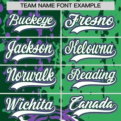 Neon Green Dark Green White Full-Snap Tiger Graffiti Baseball Jersey 6