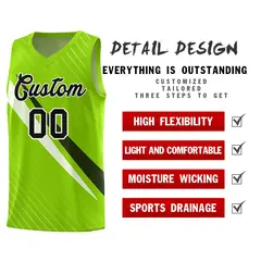 Neon Green Diagonal Pinstripe Color Block Basketball Jersey 2